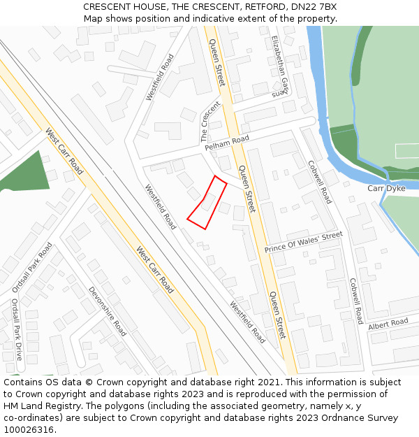CRESCENT HOUSE, THE CRESCENT, RETFORD, DN22 7BX: Location map and indicative extent of plot