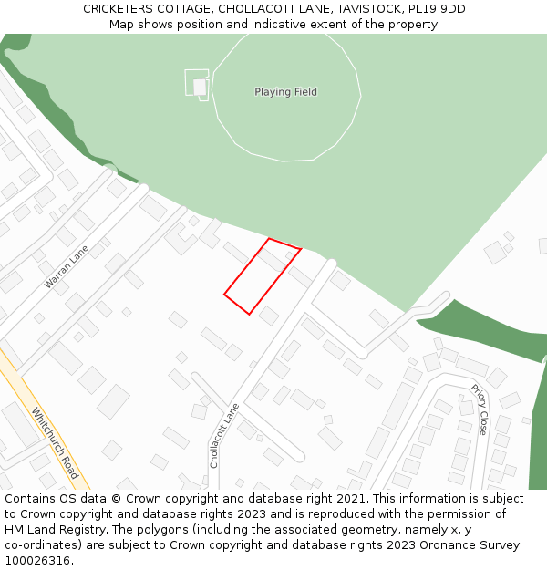 CRICKETERS COTTAGE, CHOLLACOTT LANE, TAVISTOCK, PL19 9DD: Location map and indicative extent of plot