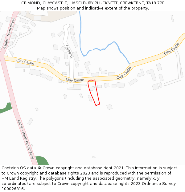 CRIMOND, CLAYCASTLE, HASELBURY PLUCKNETT, CREWKERNE, TA18 7PE: Location map and indicative extent of plot