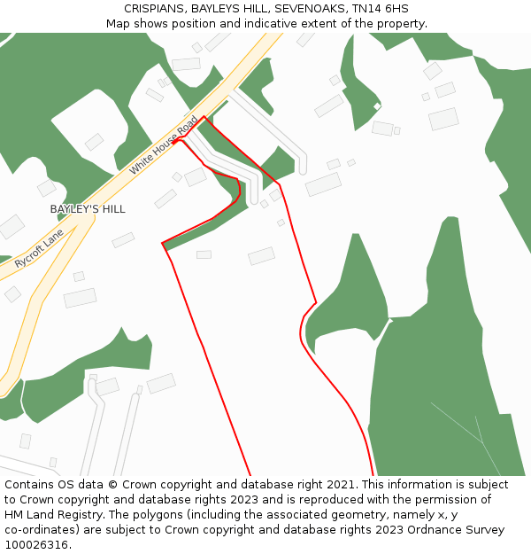 CRISPIANS, BAYLEYS HILL, SEVENOAKS, TN14 6HS: Location map and indicative extent of plot