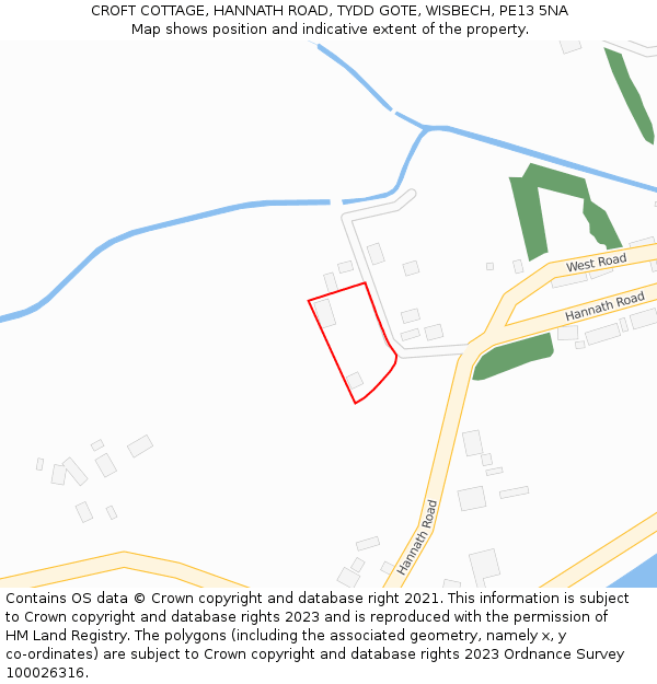 CROFT COTTAGE, HANNATH ROAD, TYDD GOTE, WISBECH, PE13 5NA: Location map and indicative extent of plot
