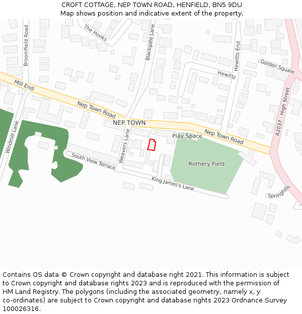 CROFT COTTAGE, NEP TOWN ROAD, HENFIELD, BN5 9DU: Location map and indicative extent of plot