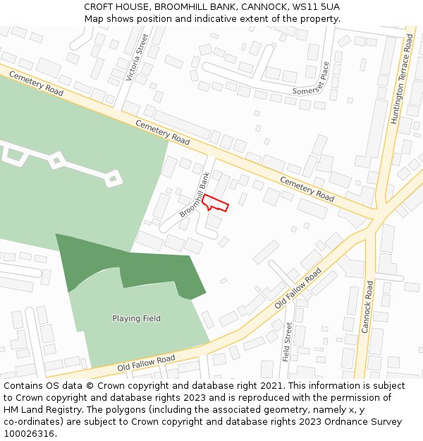 CROFT HOUSE, BROOMHILL BANK, CANNOCK, WS11 5UA: Location map and indicative extent of plot