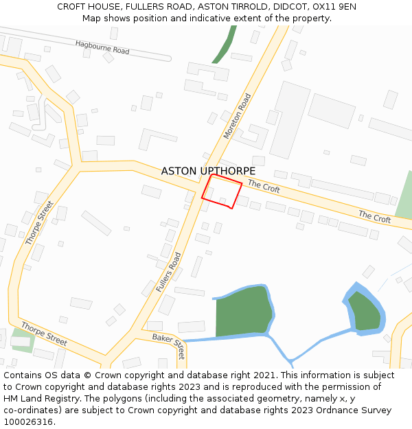 CROFT HOUSE, FULLERS ROAD, ASTON TIRROLD, DIDCOT, OX11 9EN: Location map and indicative extent of plot