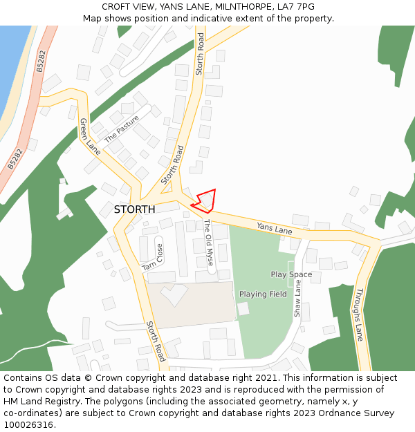 CROFT VIEW, YANS LANE, MILNTHORPE, LA7 7PG: Location map and indicative extent of plot