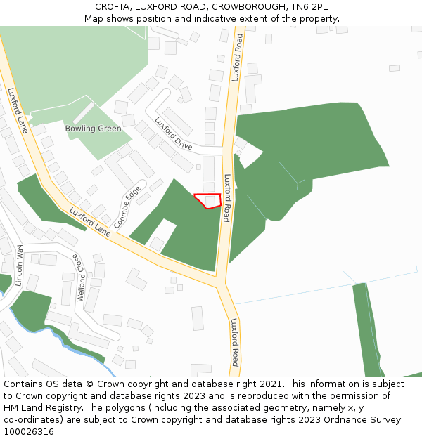 CROFTA, LUXFORD ROAD, CROWBOROUGH, TN6 2PL: Location map and indicative extent of plot