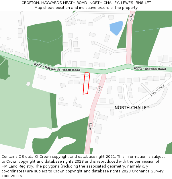 CROFTON, HAYWARDS HEATH ROAD, NORTH CHAILEY, LEWES, BN8 4ET: Location map and indicative extent of plot