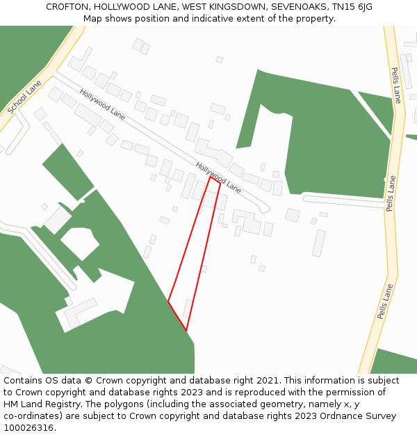 CROFTON, HOLLYWOOD LANE, WEST KINGSDOWN, SEVENOAKS, TN15 6JG: Location map and indicative extent of plot