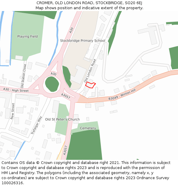 CROMER, OLD LONDON ROAD, STOCKBRIDGE, SO20 6EJ: Location map and indicative extent of plot