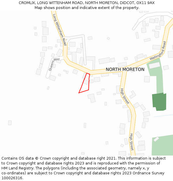 CROMLIX, LONG WITTENHAM ROAD, NORTH MORETON, DIDCOT, OX11 9AX: Location map and indicative extent of plot