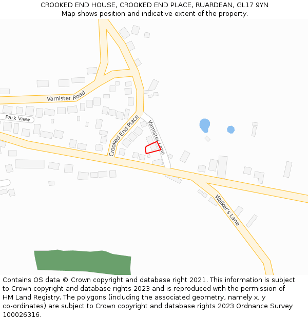 CROOKED END HOUSE, CROOKED END PLACE, RUARDEAN, GL17 9YN: Location map and indicative extent of plot