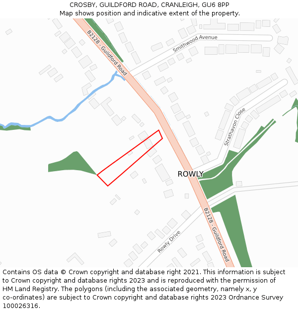 CROSBY, GUILDFORD ROAD, CRANLEIGH, GU6 8PP: Location map and indicative extent of plot