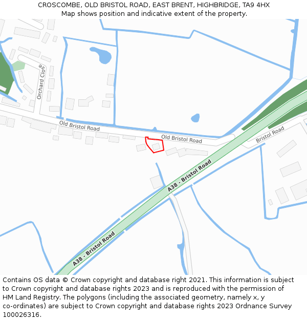 CROSCOMBE, OLD BRISTOL ROAD, EAST BRENT, HIGHBRIDGE, TA9 4HX: Location map and indicative extent of plot