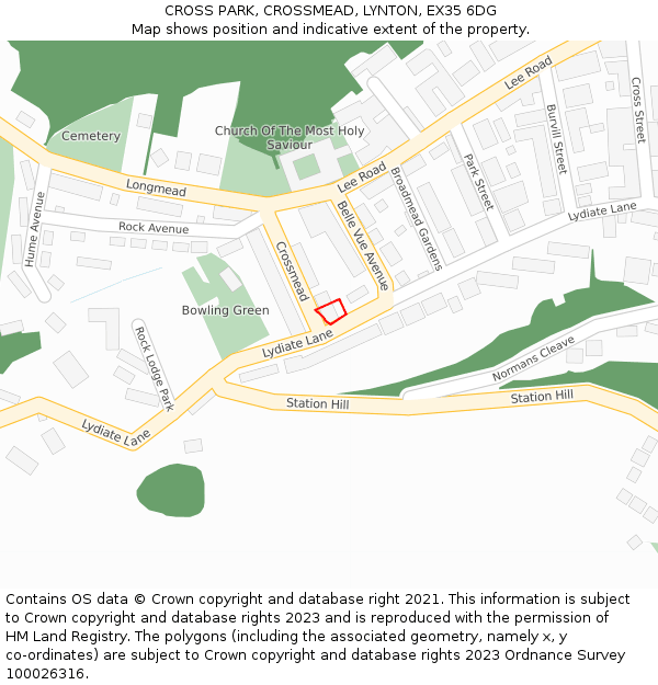 CROSS PARK, CROSSMEAD, LYNTON, EX35 6DG: Location map and indicative extent of plot