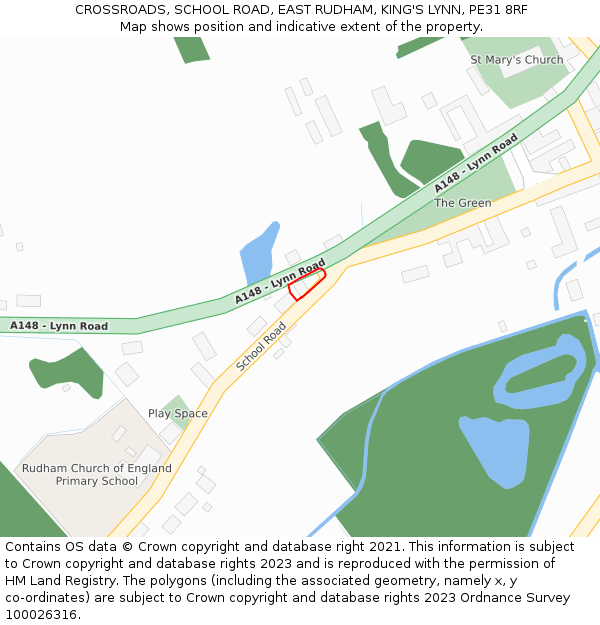 CROSSROADS, SCHOOL ROAD, EAST RUDHAM, KING'S LYNN, PE31 8RF: Location map and indicative extent of plot