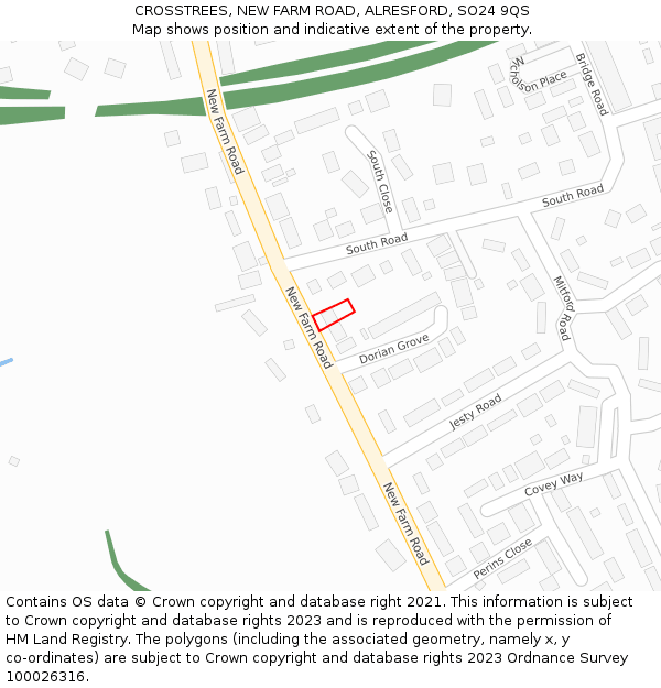 CROSSTREES, NEW FARM ROAD, ALRESFORD, SO24 9QS: Location map and indicative extent of plot