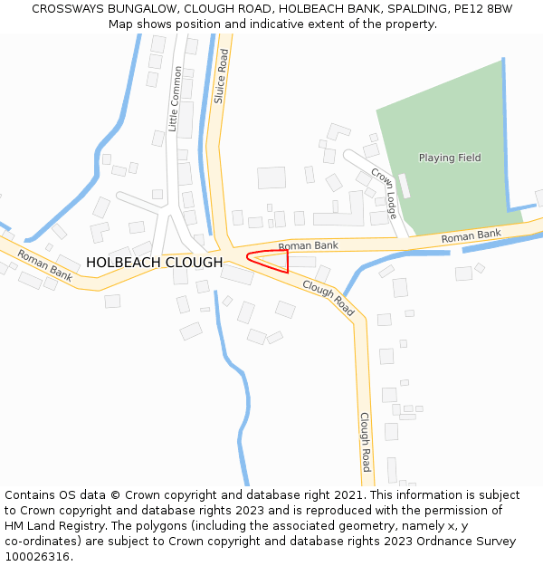 CROSSWAYS BUNGALOW, CLOUGH ROAD, HOLBEACH BANK, SPALDING, PE12 8BW: Location map and indicative extent of plot