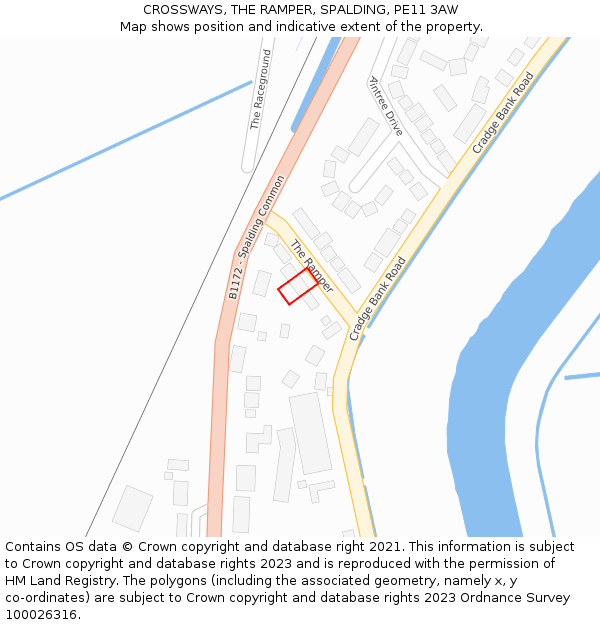 CROSSWAYS, THE RAMPER, SPALDING, PE11 3AW: Location map and indicative extent of plot