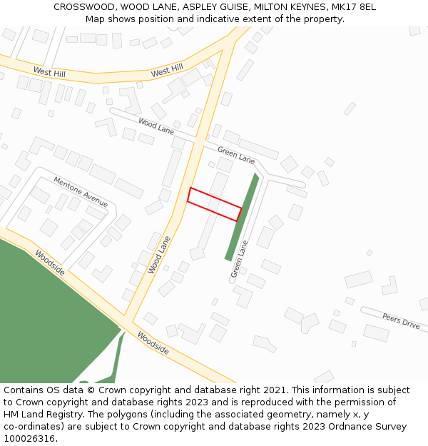 CROSSWOOD, WOOD LANE, ASPLEY GUISE, MILTON KEYNES, MK17 8EL: Location map and indicative extent of plot