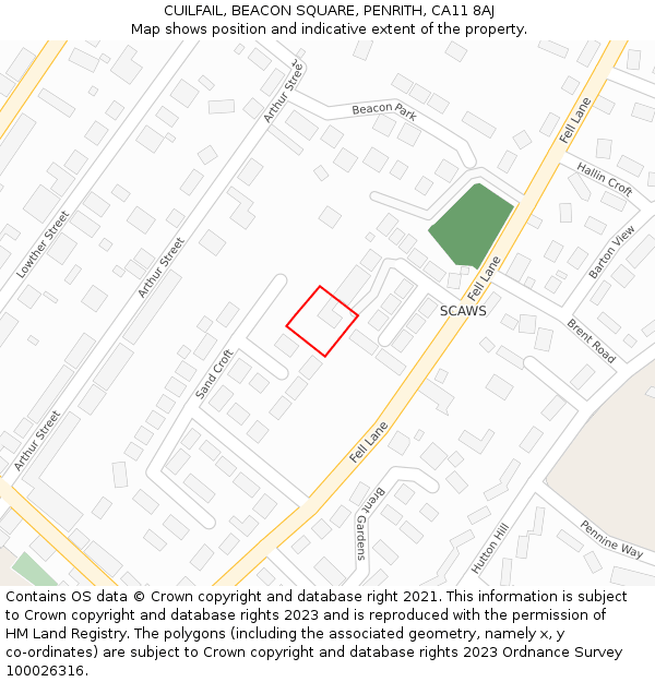 CUILFAIL, BEACON SQUARE, PENRITH, CA11 8AJ: Location map and indicative extent of plot