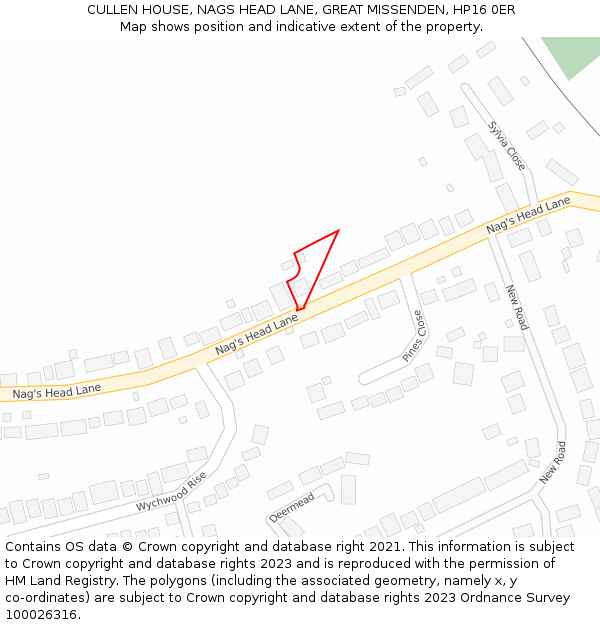 CULLEN HOUSE, NAGS HEAD LANE, GREAT MISSENDEN, HP16 0ER: Location map and indicative extent of plot