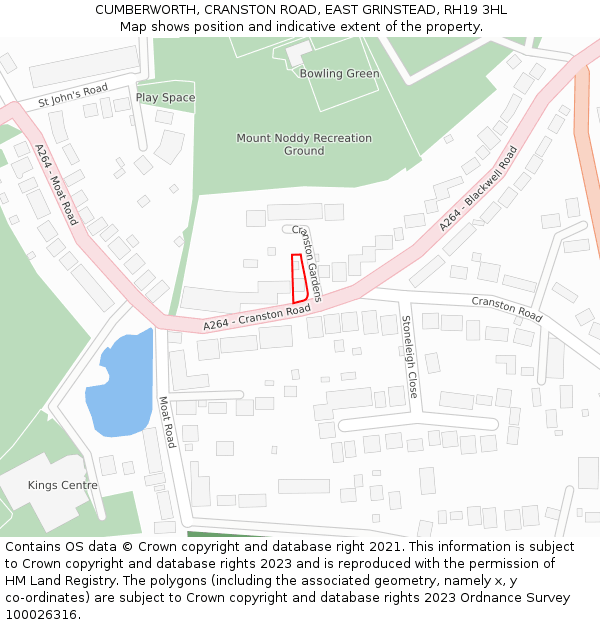 CUMBERWORTH, CRANSTON ROAD, EAST GRINSTEAD, RH19 3HL: Location map and indicative extent of plot