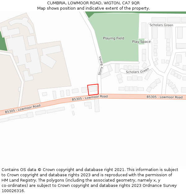 CUMBRIA, LOWMOOR ROAD, WIGTON, CA7 9QR: Location map and indicative extent of plot