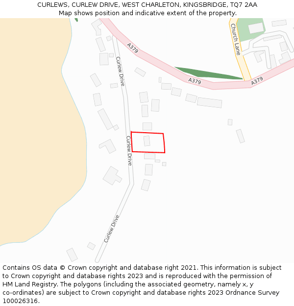 CURLEWS, CURLEW DRIVE, WEST CHARLETON, KINGSBRIDGE, TQ7 2AA: Location map and indicative extent of plot