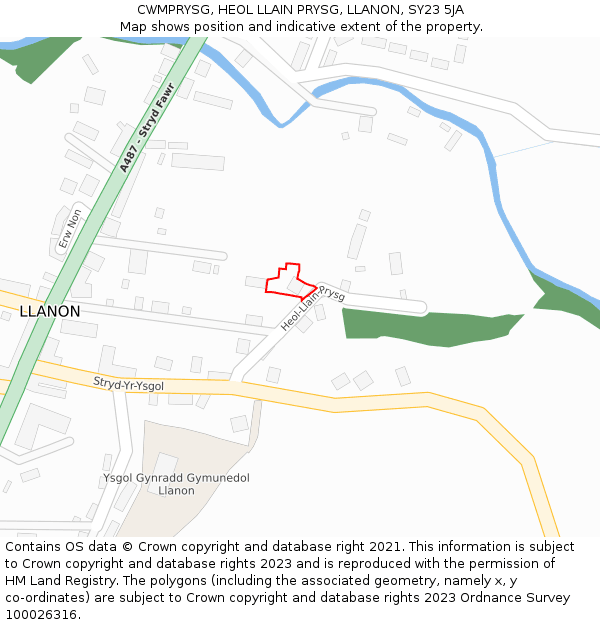 CWMPRYSG, HEOL LLAIN PRYSG, LLANON, SY23 5JA: Location map and indicative extent of plot