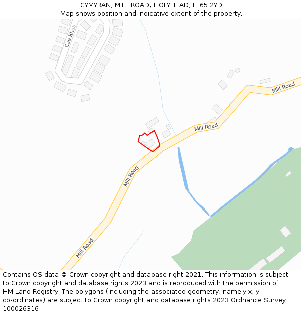 CYMYRAN, MILL ROAD, HOLYHEAD, LL65 2YD: Location map and indicative extent of plot