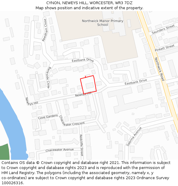 CYNON, NEWEYS HILL, WORCESTER, WR3 7DZ: Location map and indicative extent of plot