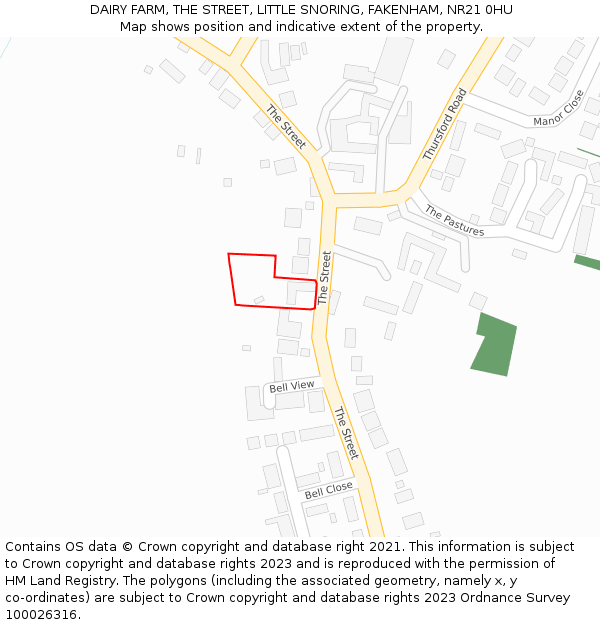 DAIRY FARM, THE STREET, LITTLE SNORING, FAKENHAM, NR21 0HU: Location map and indicative extent of plot