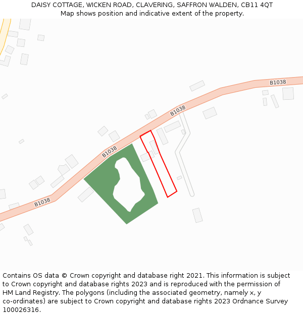 DAISY COTTAGE, WICKEN ROAD, CLAVERING, SAFFRON WALDEN, CB11 4QT: Location map and indicative extent of plot