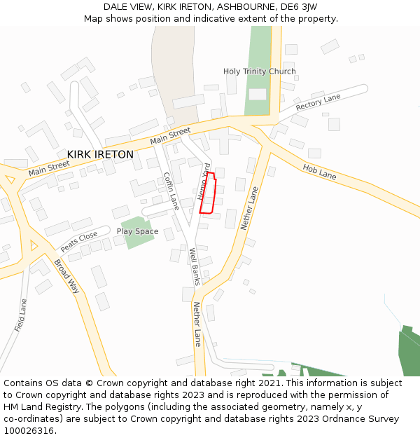 DALE VIEW, KIRK IRETON, ASHBOURNE, DE6 3JW: Location map and indicative extent of plot