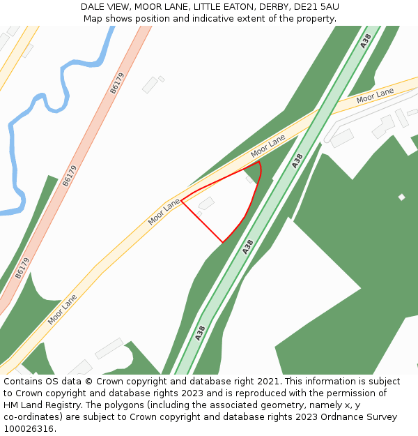 DALE VIEW, MOOR LANE, LITTLE EATON, DERBY, DE21 5AU: Location map and indicative extent of plot