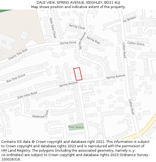 DALE VIEW, SPRING AVENUE, KEIGHLEY, BD21 4UJ: Location map and indicative extent of plot