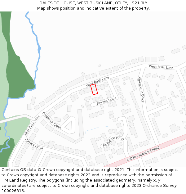 DALESIDE HOUSE, WEST BUSK LANE, OTLEY, LS21 3LY: Location map and indicative extent of plot