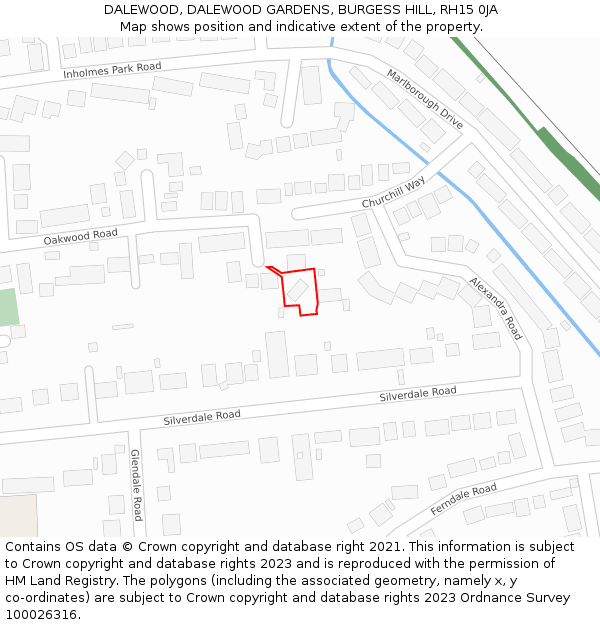 DALEWOOD, DALEWOOD GARDENS, BURGESS HILL, RH15 0JA: Location map and indicative extent of plot