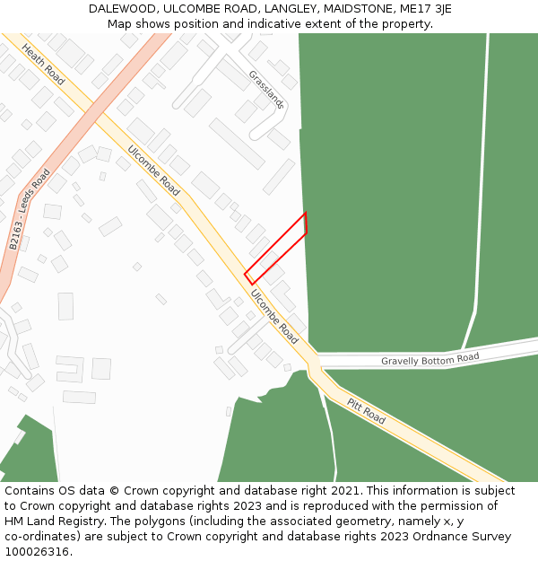 DALEWOOD, ULCOMBE ROAD, LANGLEY, MAIDSTONE, ME17 3JE: Location map and indicative extent of plot