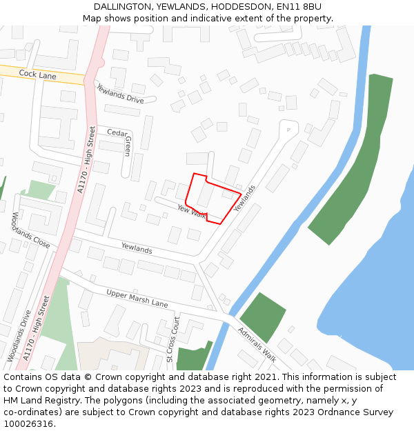 DALLINGTON, YEWLANDS, HODDESDON, EN11 8BU: Location map and indicative extent of plot