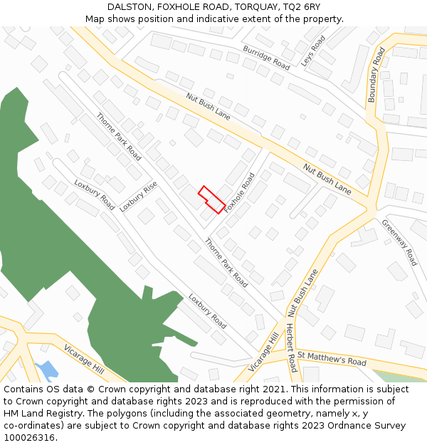 DALSTON, FOXHOLE ROAD, TORQUAY, TQ2 6RY: Location map and indicative extent of plot