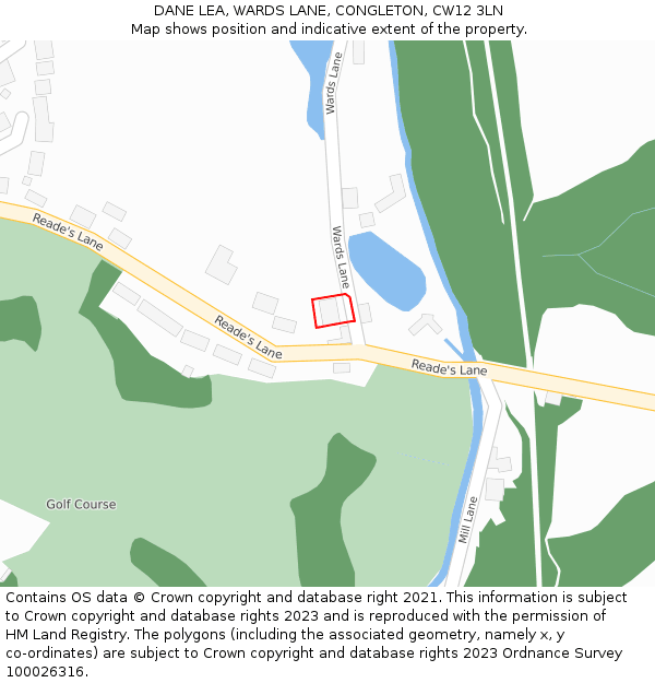 DANE LEA, WARDS LANE, CONGLETON, CW12 3LN: Location map and indicative extent of plot
