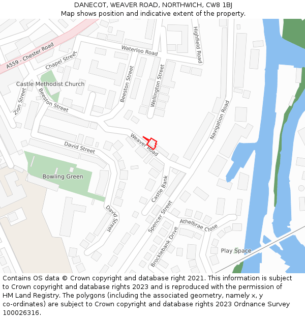 DANECOT, WEAVER ROAD, NORTHWICH, CW8 1BJ: Location map and indicative extent of plot