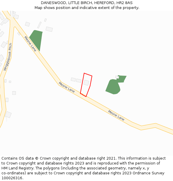 DANESWOOD, LITTLE BIRCH, HEREFORD, HR2 8AS: Location map and indicative extent of plot