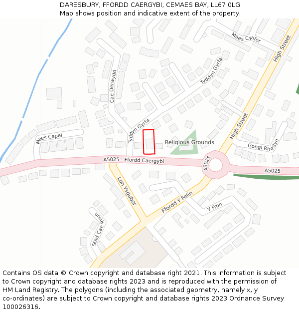 DARESBURY, FFORDD CAERGYBI, CEMAES BAY, LL67 0LG: Location map and indicative extent of plot