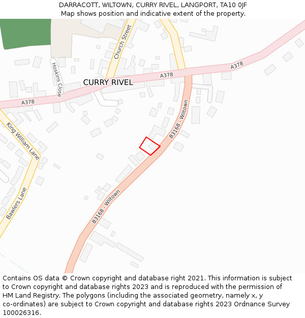 DARRACOTT, WILTOWN, CURRY RIVEL, LANGPORT, TA10 0JF: Location map and indicative extent of plot