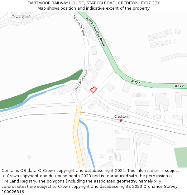 DARTMOOR RAILWAY HOUSE, STATION ROAD, CREDITON, EX17 3BX: Location map and indicative extent of plot