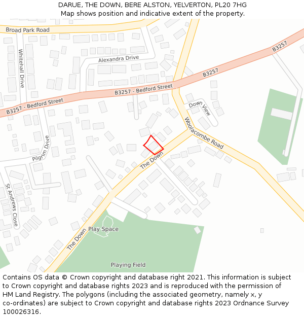 DARUE, THE DOWN, BERE ALSTON, YELVERTON, PL20 7HG: Location map and indicative extent of plot