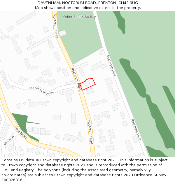 DAVENHAM, NOCTORUM ROAD, PRENTON, CH43 9UG: Location map and indicative extent of plot