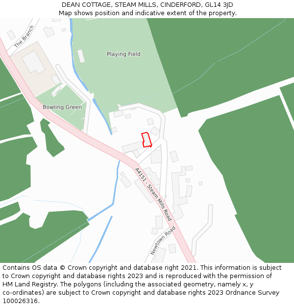DEAN COTTAGE, STEAM MILLS, CINDERFORD, GL14 3JD: Location map and indicative extent of plot